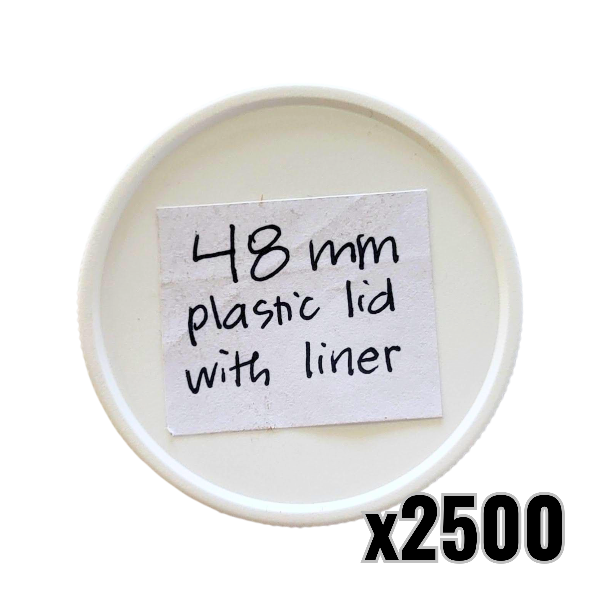 48 mm White Plastic Lids with Pressure Seal